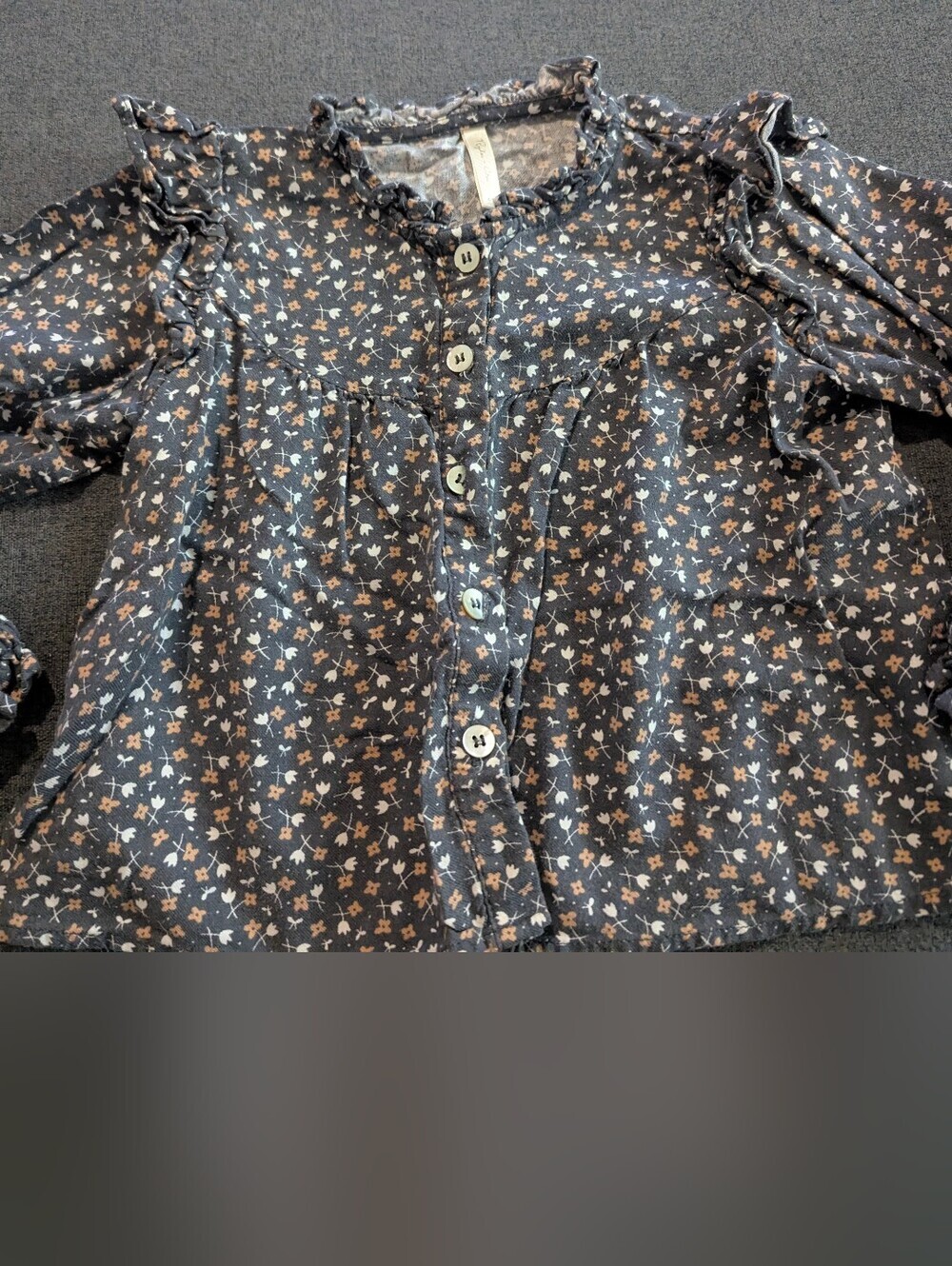 Rylee + Cru Navy Floral Button-Front Blouse